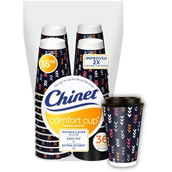 Chinet Comfort-Cup 72 Count Double-Wall Hot Cups & Lids, 16 Ounce