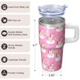 thumbnail image 3 of 20OZ Unicorn Lover Tumbler with Handle Insulated Travel Mug Thoughtful Presents for Women Unicorn Fans Great for Birthday Christmas and Art Class Sessions, 3 of 6