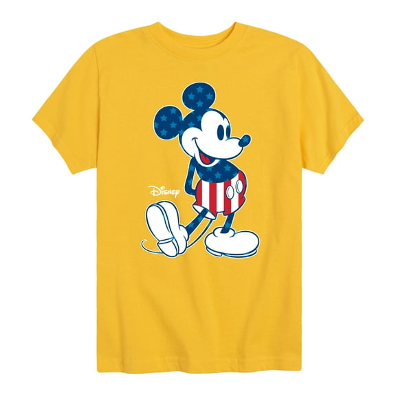 Disney - Americana - Mickey Flag Pattern - Toddler And Youth Short Sleeve Graphic T-Shirt