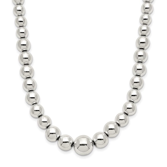 Auriga Fine Jewelry 925 Sterling Silver Polished Beaded Necklace for Women 18"