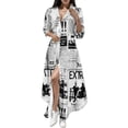thumbnail image 1 of Ketyyh-chn99 Robes d'Été pour Femmes 2024 Robe d'Été Robe Extensible Imprimé Floral Col en V Manche Mi-Longue Robe Bohème une-Pièce Noir,m, 1 of 5