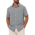 thumbnail image 4 of CAMISAS DE HOMBRE CORTA MANGA BOTÓN PLAYA VERANO CUELLO PUNTA 2XL GRIS DÍA DEL PADRE INSPIRAR CHIC, 4 of 6