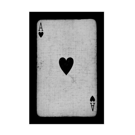 Canvas Wall Art - Tom Quartermaine 'Ace of Hearts Black and White' Wall Art for Living Room, Bedroom, or Office DÃ©cor by Trademark Fine Art - 12 x 19 Inches