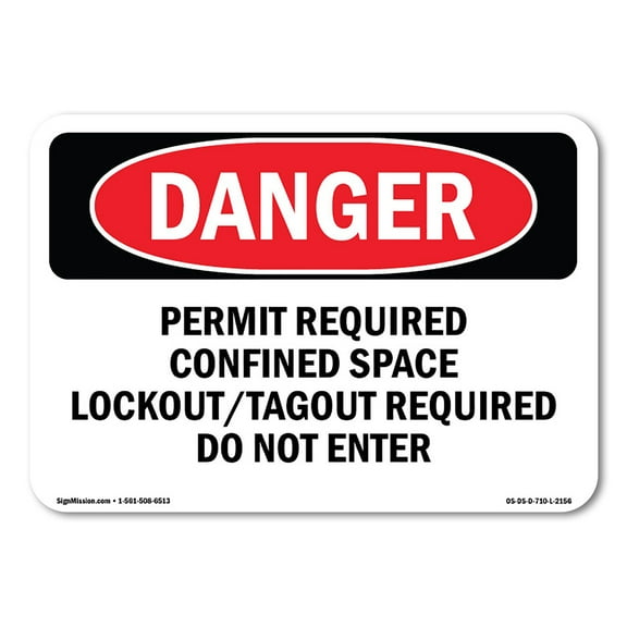 OSHA Danger Sign - Permit Required Confined Space Lockout Tagout |  Aluminum Sign | Protect Your Business, Construction Site, Shop Area |  Made in The USA