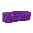 thumbnail image 1 of Disketp Purple Glitter Estuche de Lápices de Cuero con Cierre, Estuche Compacto para Papelería, Bolígrafos y Accesorios Pequeños, 1 of 7