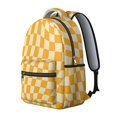 thumbnail image 2 of Orange and Cream Wavy Checkered Backpack for School, Cute School Bag with Adjustable Shoulder Straps and Padded Back, 15.3"x11"x7.1", 2 of 5