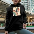 thumbnail image 2 of Aesthetic Minimalism Boho Rainbow & Sun Art or Design Merch Gift, Black Hooded Sweatshirt or Hoodie, Small, 2 of 5