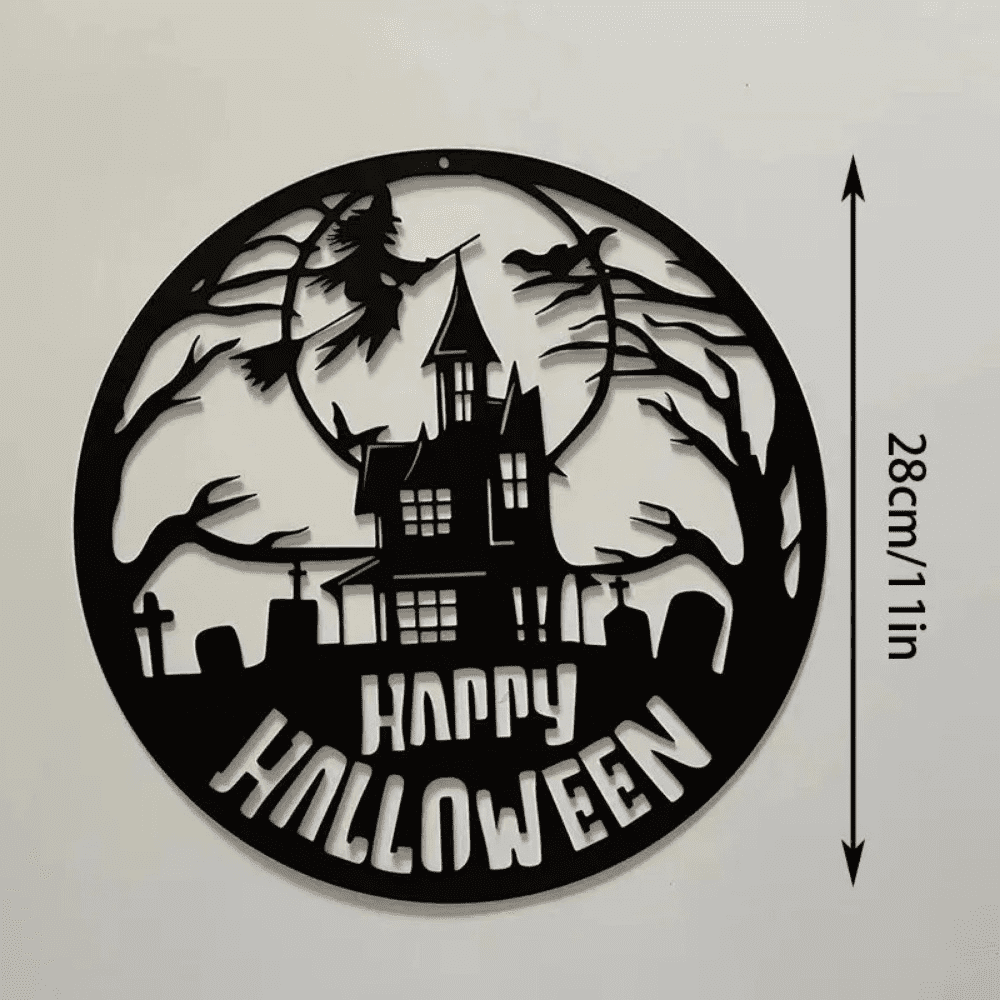 Gothic Halloween Iron Wall Art Dancing Witches Crescent Moon Decor