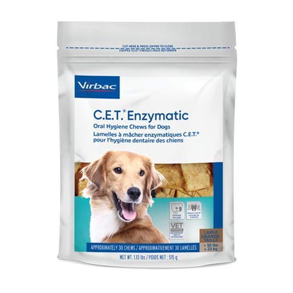 Virbac C.E.T. Paquete de 3 Masticables Enzimáticos de Higiene Oral Extra Grandes para Perros de Más de 23 kg, 30 Masticables por Paquete