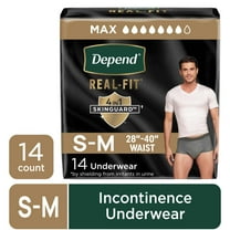 Depend Real Fit Incontinence Underwear for Men, Adult Diapers, S/M, Grey, 14 Count