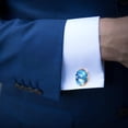 thumbnail image 4 of PhooArto Men's Classic Stainless Steel, Ocean Blue Crocodile Patterns Cufflinks Business Wedding Shirts, Rose Gold, 4 of 7