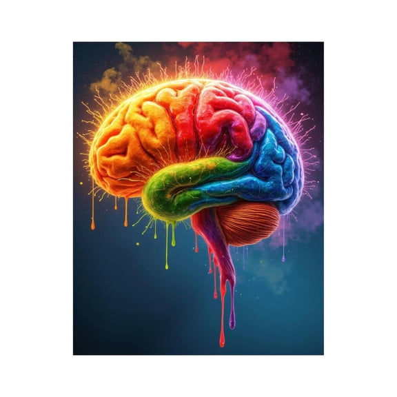 Paint by Numbers Kit for Adults, Colorful Abstract Brain Illustration Paint by Numbers, Easy Paint by Numbers Kit for Adults Beginner, DIY Adult Paint by Number Kits on Canvas, Home Decor 12x16in