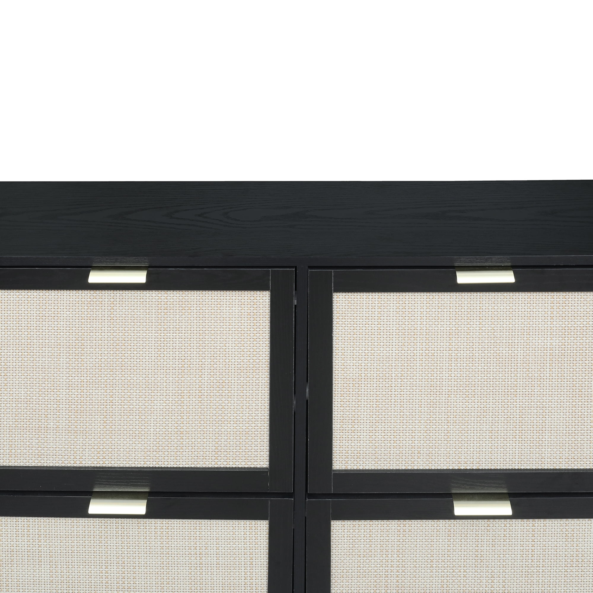 Kadyn 41.34" Black Rattan 4 Door Shoe Rack, Freestanding Shoe Rack Storage Organizer for Entryway, Shoe Storage Cabinet