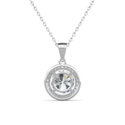Cate & Chloe Blake 18k White Gold Plated Halo Necklace with Simulated Diamond Crystals for Women
