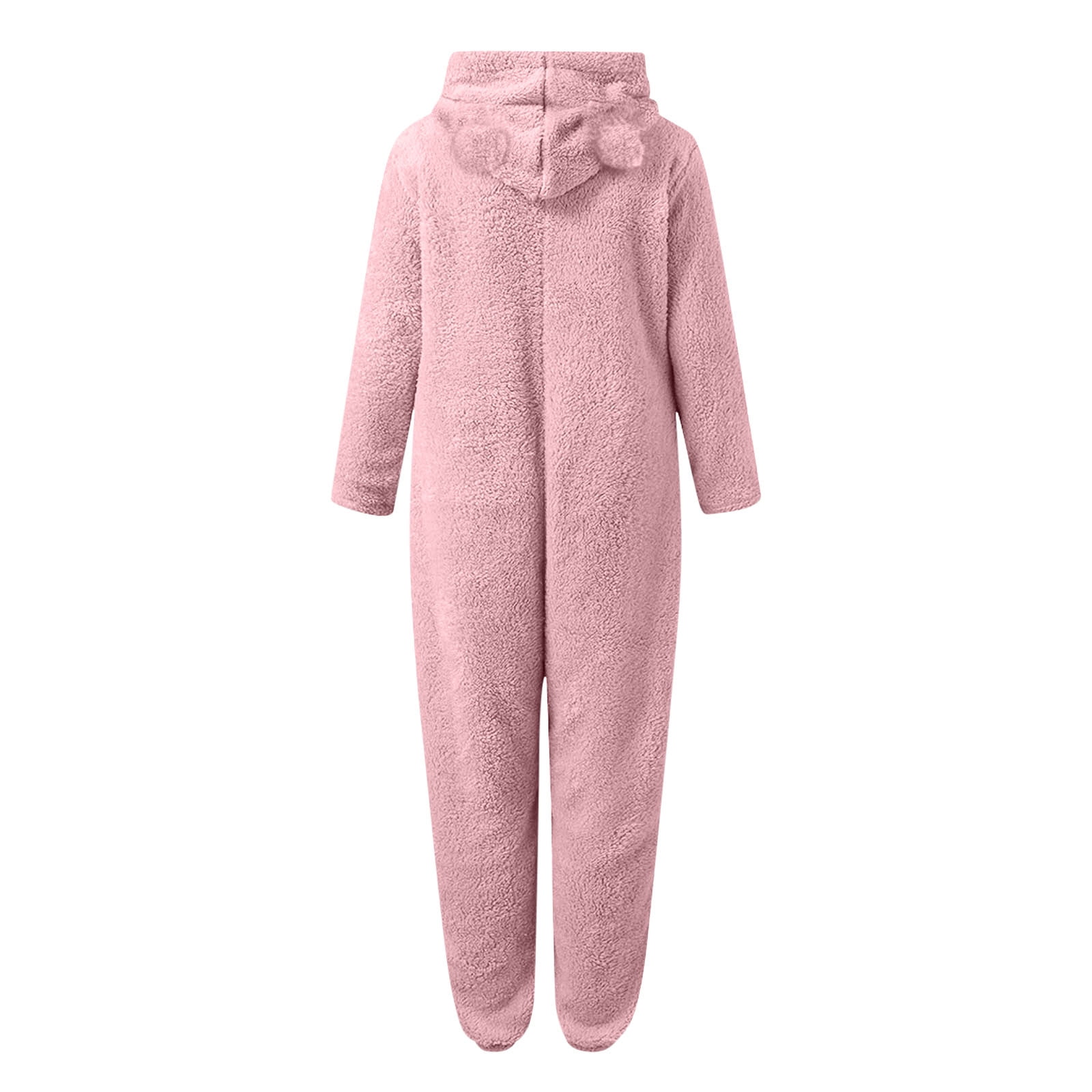 Feancey Plus Size Onesie Pajamas for Women Cute Ear Hooded Rompers Fleece Warm One Piece Jumpsuits Winter Fuzzy Sleepwear Cozy Soft Pjs Pink XXL