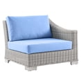 thumbnail image 2 of Modway Conway Outdoor Patio Wicker Rattan Right-Arm Chair in Light Gray Light Blue, 2 of 8