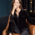 thumbnail image 2 of Ropa de hogar de terciopelo dorado estilo coreano de otoño e invierno Cárdigan de mujer Traje cálido de dos piezas Pantalones de manga larga Pijamas, 2 of 6