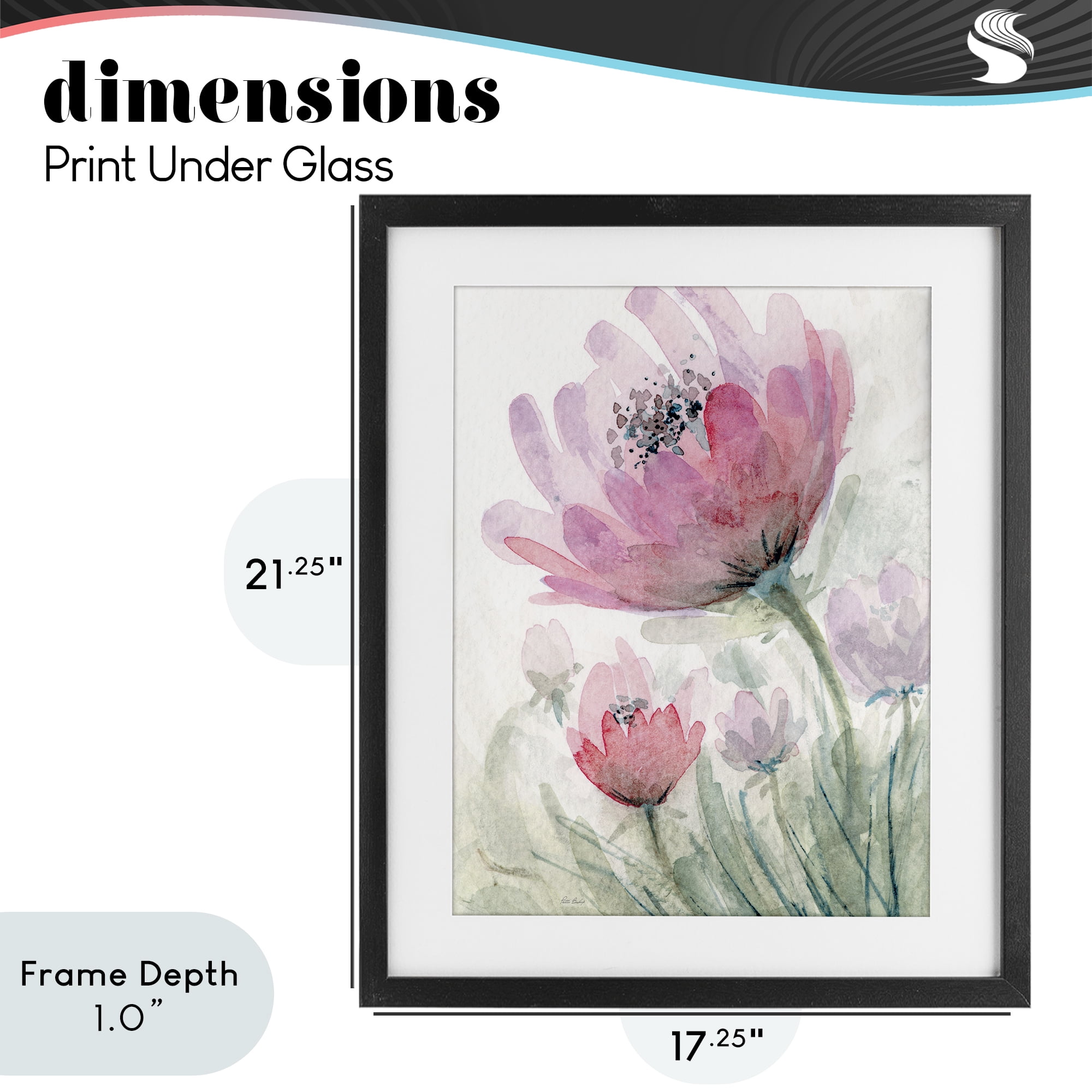Stupell Industries Pink Flower Blossoms Black Framed Print Under Glass, design by Patti Bishop