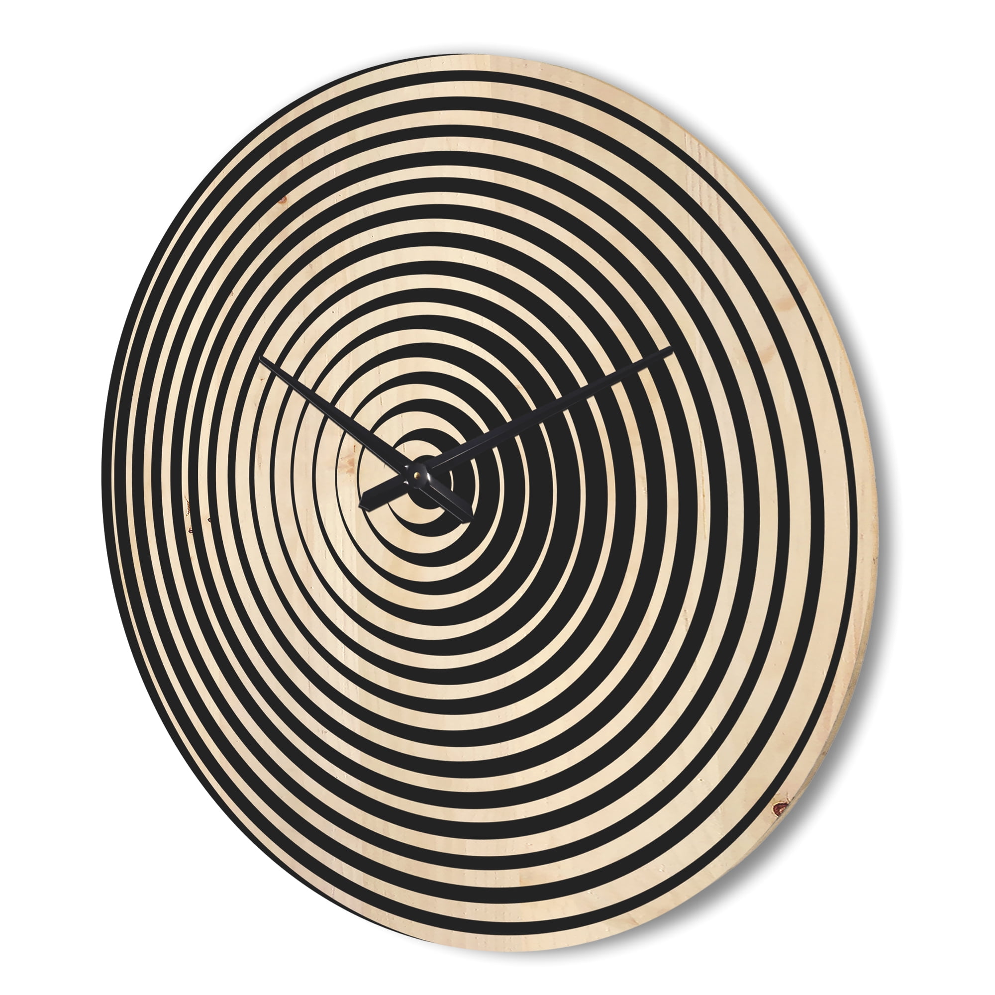 Designart 'Monochrome Optical Illusion ' Modern Wood Wall Clock