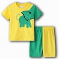 thumbnail image 5 of TOWED22 Baby Boy Outfits 2pcs Crewneck Short Sleeve T-Shirt Elastic Waist Drawstring Shorts Dinosaur Truck Print Summer Clothes(Green,6-7 Y), 5 of 8