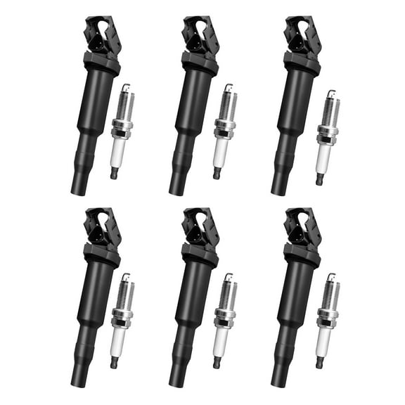Set of 6 ISA Ignition Coils anf 6 ISA Spark Plugs Compatible with 2010 BMW X5 3.0L L6 2996cc -ci; xDrive30i; ; GAS; DOHC Replacement for UF592