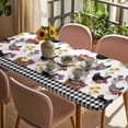 thumbnail image 3 of Farmhouse Rooster Table Cloths for 3 Foot Rectangle Tables, Country Watercolor Flowers Black Plaid Patio Waterproof Elastic Fitted Tablecloths, Washable Rectangular Table Cover for Camping, 3 of 8
