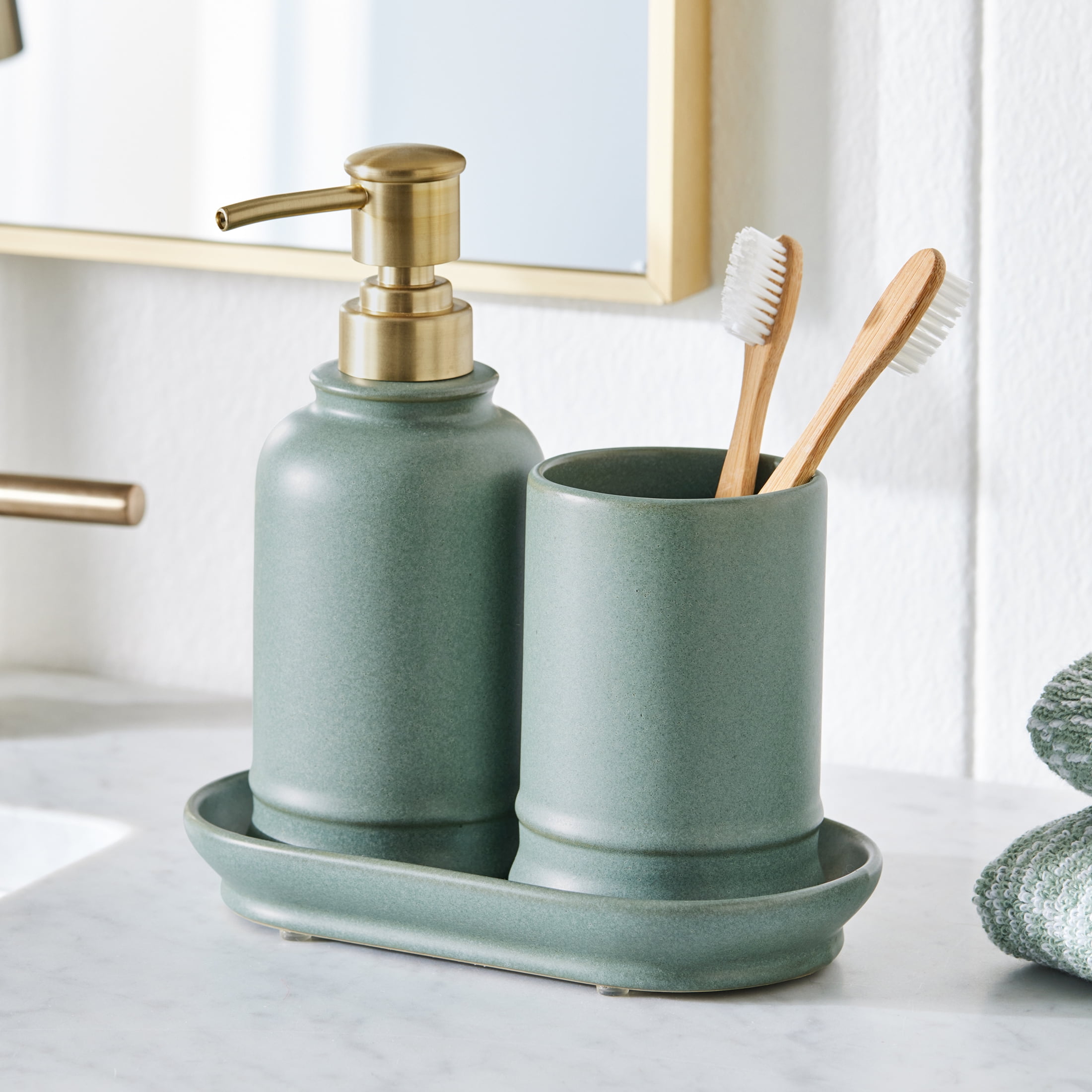 Better Homes & Gardens BHG 3P Bath Set 3-Piece Plain Bathroom Ceramic, Plastic Bathroom Canister Sets