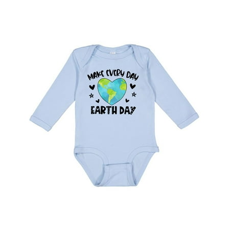 

Inktastic Make Every Day Earth Day with Hearts and Stars Boys or Girls Long Sleeve Baby Bodysuit