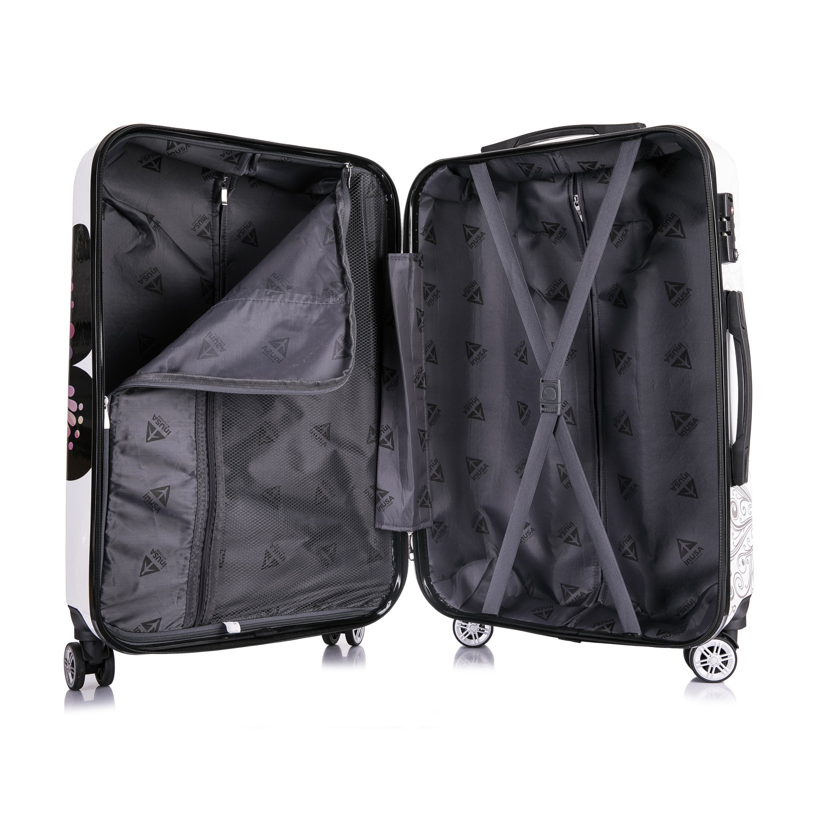 InUSA Print 3-Piece Hardside Luggage Sets with Spinner Wheels, Handle, Trolley, (20"/24"/28"), Butterfly