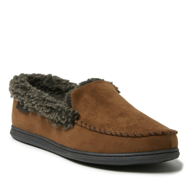 Dearfoams Men's Eli Microsuede Moccasin Slipper with Whipstitch ...