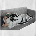 thumbnail image 6 of Cartoon Soft Flannel Fleece Blanket, Racing Horse with a Jockey Girl Jumping Above Barrier Barn Farming Print, Cozy Plush for Indoor and Outdoor Use, 70" x 90", White Charcoal Grey, by Ambesonne, 6 of 6