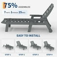 thumbnail image 2 of 2-Pack/1-Pack HDPE Pool Lounge Chairs - 5-Position Adjustable Chaise Lounges w/Cup Holder (450lb Capacity, Black/White/Grey), 2 of 7