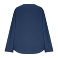 thumbnail image 6 of VBVC Women's Cotton Linen V Neck Button Blouse, Ladies' Loose Fit Long Sleeve Top, Casual Work Office Tunic Shirt For Women, Navy , S-2XL, 6 of 6