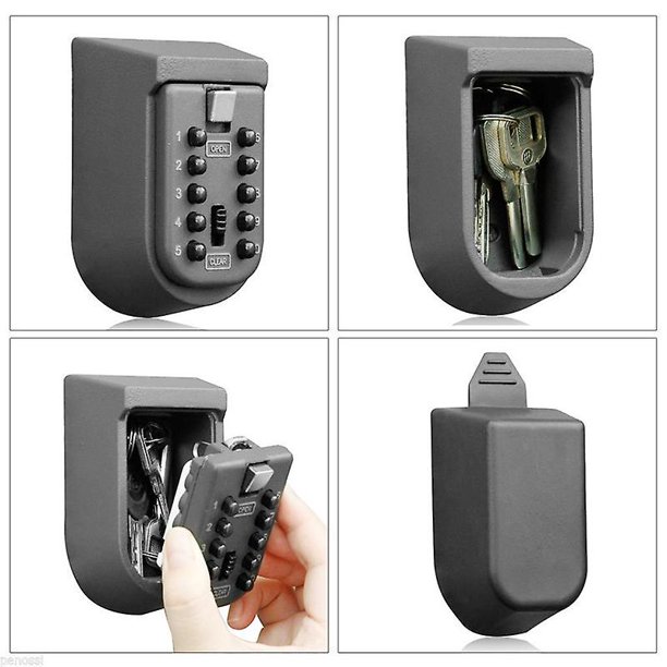 Caja de seguridad para llaves montada en la pared Mini gabinete de almacenamiento de llaves Contrase?a Caja de almacenamiento de llaves de metal con cubierta impermeable ZefeiWu 8390615886338