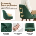 thumbnail image 6 of WOOW DEPOT 26" Swivel Bar Stools Large Seat Set of 2, Upholstered Linen Fabric w/ Mid-Back Wood Legs, Modern Armless Island Counter Barstools Kitchen Pub Chair, Green, 6 of 12