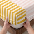 thumbnail image 3 of Twin Sze Fitted Sheet Set - Colorful Stripe 2 Piece Bedding Sets 16" Deep Pocket Fitted Sheet with 1 Pillowcase, Modern Pink Red Yellow Vertical Striped Brushed Microfiber Hotel Luxury Bed Sheets, 3 of 9