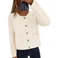 thumbnail image 4 of Suéter PRETTYGARDEN Blanco de Punto con Botones Talla L, 4 of 8