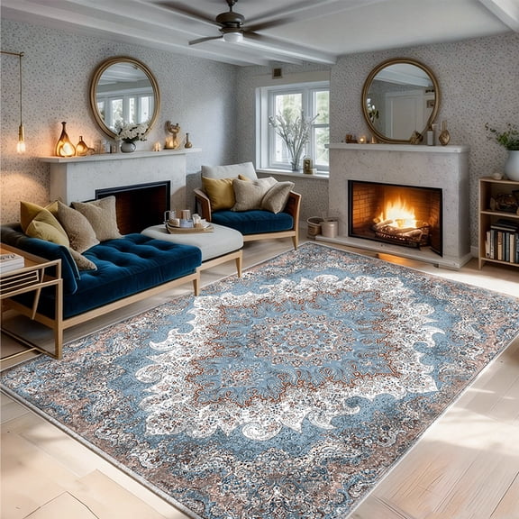 Portia-style 4x6 Indoor Outdoor Area Rug - Easy Cleaning, Non-Shedding for Living Room, Bedroom, Deck, Patio