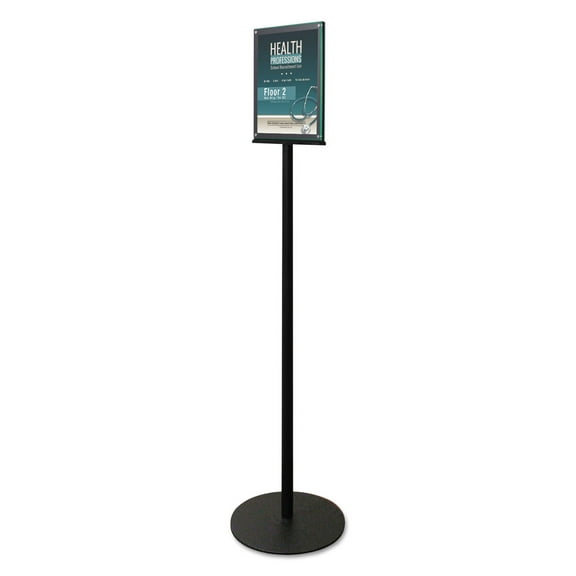 Deflecto Double-Sided Magnetic Sign Display, 8.5 x 11 Insert, 56" Tall, Clear/Black