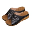 thumbnail image 4 of Busydd Womens Slides Comfortable Open Toe Buckle Wedge Sandals Casual Versatile Slip on Women Footwear 43, 4 of 8