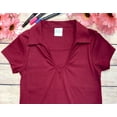 thumbnail image 2 of unik Girl's Uniform V-Neck Collar Short Sleeve Shirt, Burgundy Size 18, 2 of 4