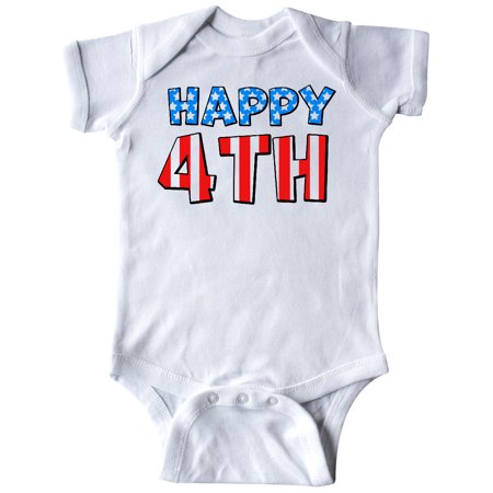 

Inktastic Happy 4th- Fourth of July flag Gift Baby Boy or Baby Girl Bodysuit