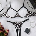 thumbnail image 2 of Bystar Sexy Underwire leopard print Push Up Bra Half cup holder chain crotch opening Lingerie Set for Women 2 Piece, 2 of 5