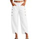 thumbnail image 2 of Neewe Womens High Waist Pants Wide Leg Ankle Casual Button Waist Vacation with Pockets Daily Outfits, 2 of 6
