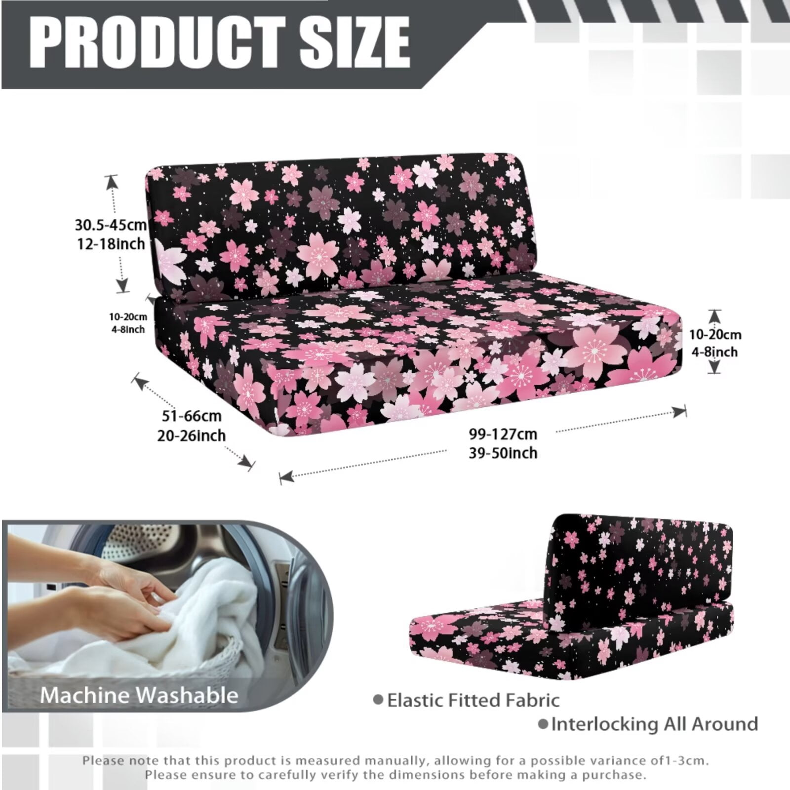 XYZCANDO Cherry Blossom Print RV Sofa Cover RV Couch Cushion Slipcovers Comfortable Loveseat Slipcovers for Travel Couch Stain Resistant Sofa Cover 2 Backrest Cover & 2 Bench Cover