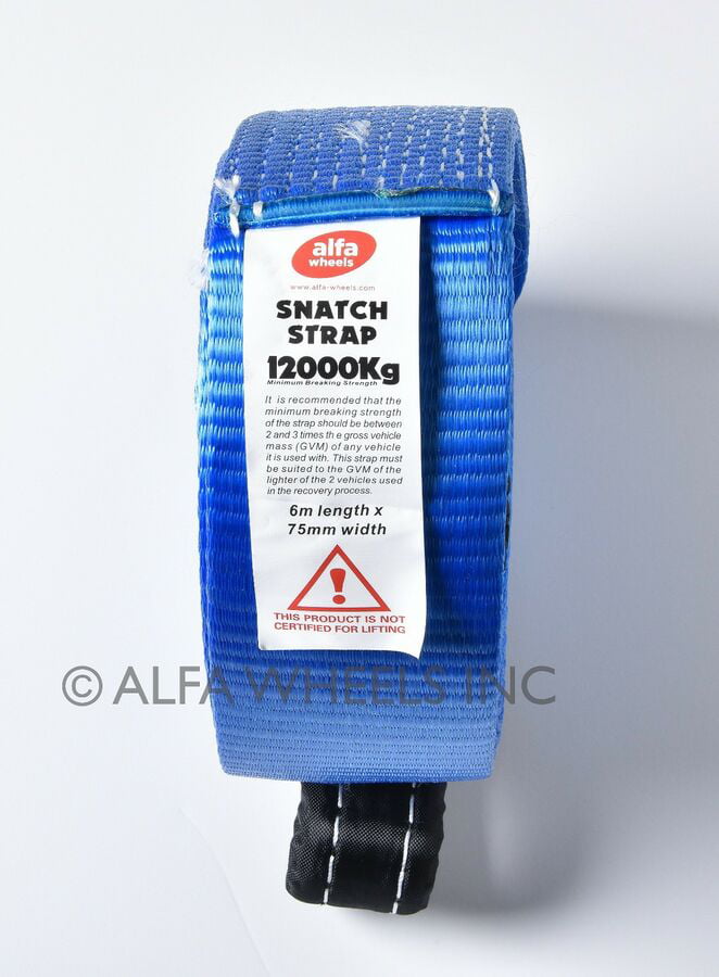 8T Tow Strap Heavy Duty Tow Rope Towing Pull Strap Recovery Winch 6m x75mm