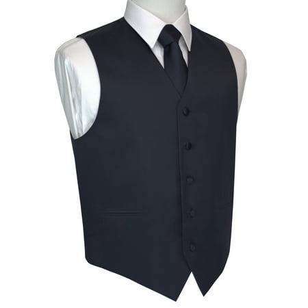 Italian Design, Men's Tuxedo Vest, Tie & Hankie Set - (Best Tie For Navy Suit)