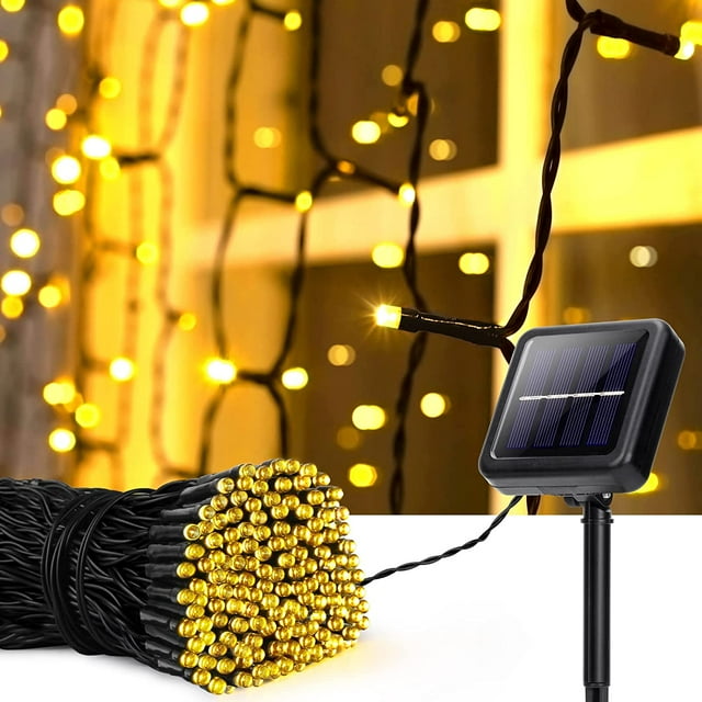 (1 paquete de 22M 200LED, blanco cálido) Luces solares de cadena, luces solares LED impermeables, 8 modos de luces decorativas impermeables, adecuadas para jardín, patio, fiestas de Navidad y bodas.