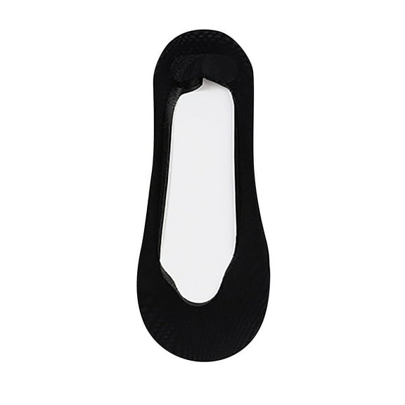 dazeni No Show Socks for Women Solid Non Slip Nylon Cotton Footies Invisible Silky Low Liner Socks for Loafers Flats 1 Pairs Black Free Size