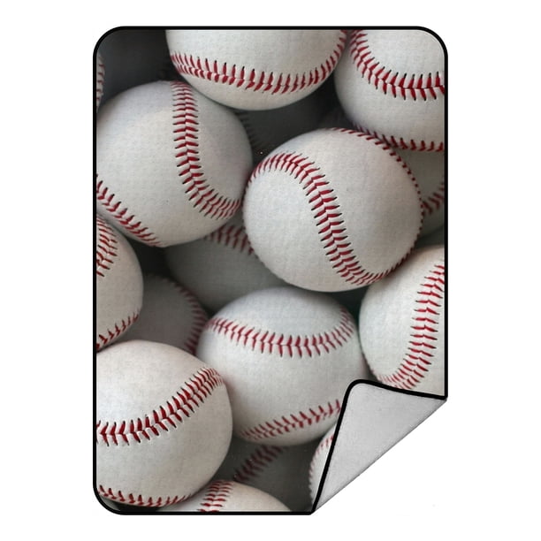 GCKG baseball balls sports Fleece Blanket Crystal Velvet Front and